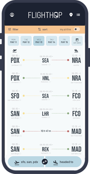 FlightHop Departures Board